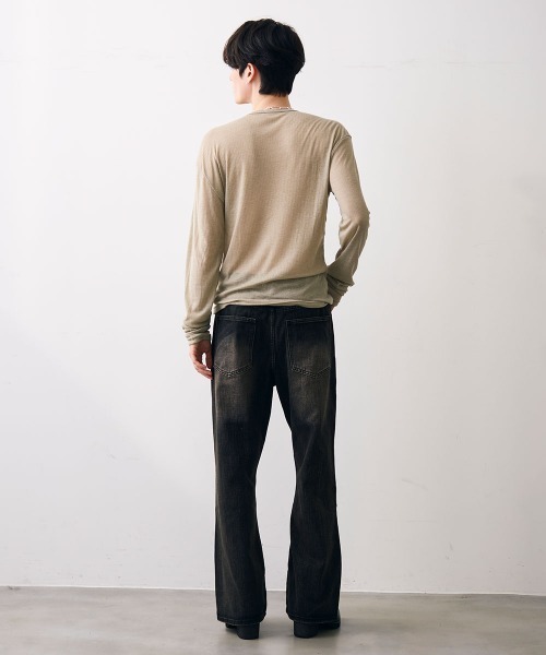Shoowtime(ショウタイム)の「Natural drape henley top / ナチュラルドレープヘンリーカットソー(Tシャツ/カットソー・メンズ・ライトグレー/ブラック・MEDIUM/LARGE/X-LARGE)」の17枚目の写真
