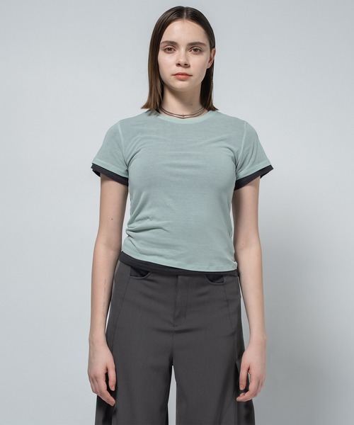 CITY TOKYO（シティトウキョウ）の「【CITY TOKYO/シティートウキョウ】Two Pieces Compact Tee/ツーピースコンパクトティー（Tシャツ/カットソー・レディース・ミント/レッド/ライトグレー/チャコールグレー・FREE）」の12枚目の写真