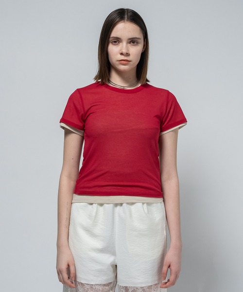 CITY TOKYO（シティトウキョウ）の「【CITY TOKYO/シティートウキョウ】Two Pieces Compact Tee/ツーピースコンパクトティー（Tシャツ/カットソー・レディース・ミント/レッド/ライトグレー/チャコールグレー・FREE）」の8枚目の写真
