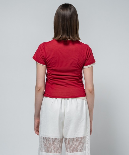 CITY TOKYO（シティトウキョウ）の「【CITY TOKYO/シティートウキョウ】Two Pieces Compact Tee/ツーピースコンパクトティー（Tシャツ/カットソー・レディース・ミント/レッド/ライトグレー/チャコールグレー・FREE）」の10枚目の写真