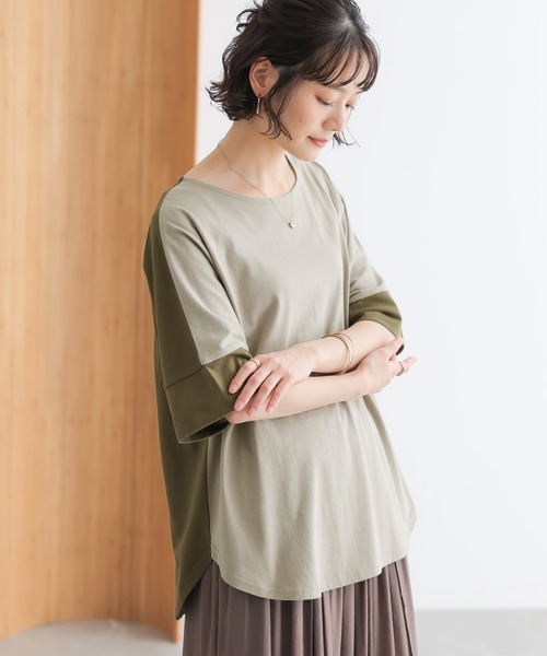 n'OrLABEL(ノアールレーベル)の「前後配色カットソー(Tシャツ/カットソー・レディース・ブルー/チャコール/オフホワイト/ライトグレー・FREE)」の2枚目の写真