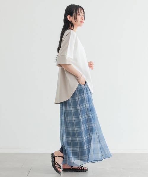 n'OrLABEL(ノアールレーベル)の「前後配色カットソー(Tシャツ/カットソー・レディース・ブルー/チャコール/オフホワイト/ライトグレー・FREE)」の5枚目の写真