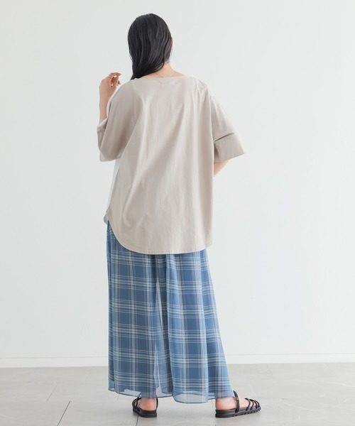 n'OrLABEL(ノアールレーベル)の「前後配色カットソー(Tシャツ/カットソー・レディース・ブルー/チャコール/オフホワイト/ライトグレー・FREE)」の6枚目の写真