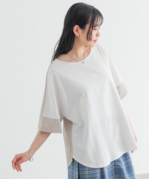 n'OrLABEL(ノアールレーベル)の「前後配色カットソー(Tシャツ/カットソー・レディース・ブルー/チャコール/オフホワイト/ライトグレー・FREE)」の7枚目の写真