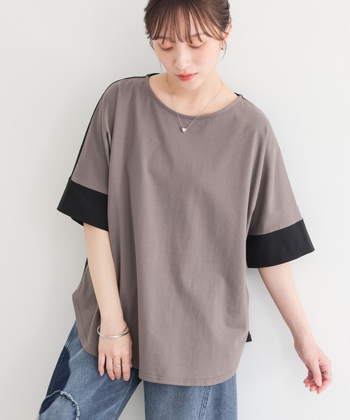 n'OrLABEL(ノアールレーベル)の「前後配色カットソー(Tシャツ/カットソー・レディース・ブルー/チャコール/オフホワイト/ライトグレー・FREE)」の8枚目の写真