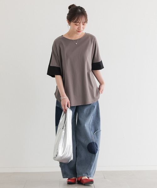 n'OrLABEL(ノアールレーベル)の「前後配色カットソー(Tシャツ/カットソー・レディース・ブルー/チャコール/オフホワイト/ライトグレー・FREE)」の9枚目の写真