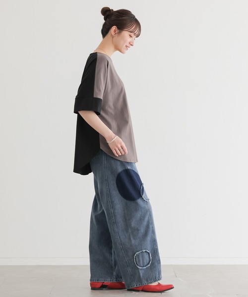 n'OrLABEL(ノアールレーベル)の「前後配色カットソー(Tシャツ/カットソー・レディース・ブルー/チャコール/オフホワイト/ライトグレー・FREE)」の10枚目の写真