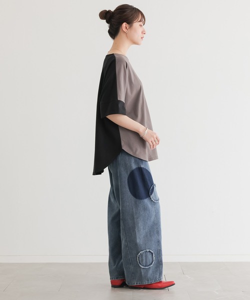 n'OrLABEL(ノアールレーベル)の「前後配色カットソー(Tシャツ/カットソー・レディース・ブルー/チャコール/オフホワイト/ライトグレー・FREE)」の11枚目の写真