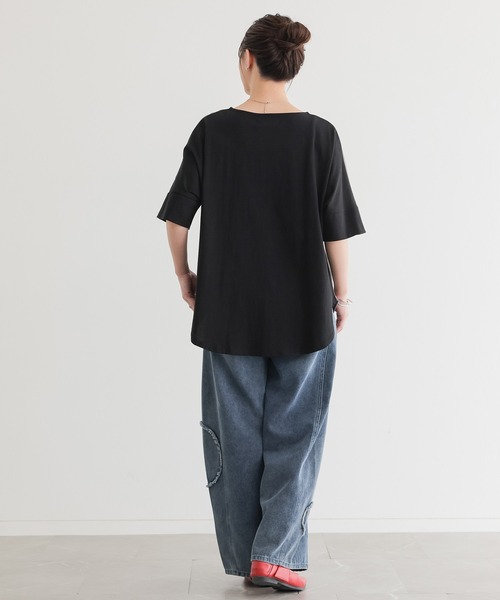 n'OrLABEL(ノアールレーベル)の「前後配色カットソー(Tシャツ/カットソー・レディース・ブルー/チャコール/オフホワイト/ライトグレー・FREE)」の12枚目の写真