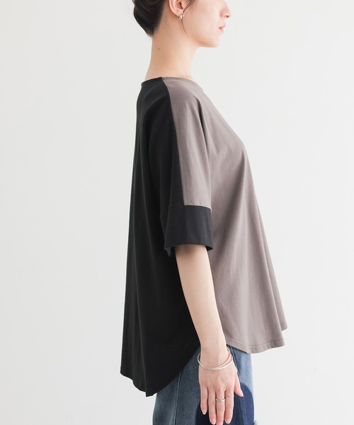 n'OrLABEL(ノアールレーベル)の「前後配色カットソー(Tシャツ/カットソー・レディース・ブルー/チャコール/オフホワイト/ライトグレー・FREE)」の13枚目の写真