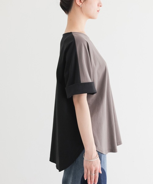 n'OrLABEL(ノアールレーベル)の「前後配色カットソー(Tシャツ/カットソー・レディース・ブルー/チャコール/オフホワイト/ライトグレー・FREE)」の14枚目の写真