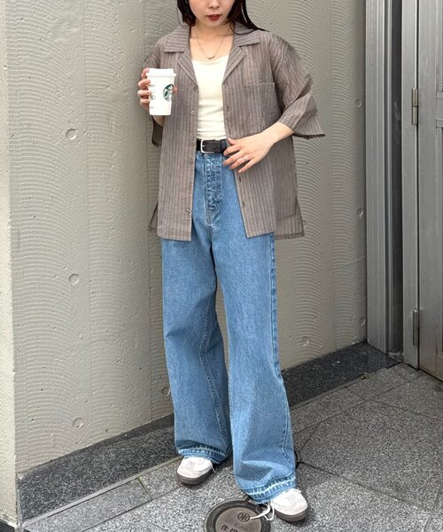 CIAOPANIC TYPY（チャオパニックティピー）の「【UNISEX】シアーオープンカラーシャツ（シャツ/ブラウス・メンズ・グレイッシュベージュ/ブラック/ブルー・MEDIUM/LARGE）」の15枚目の写真