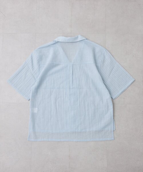 CIAOPANIC TYPY（チャオパニックティピー）の「【UNISEX】シアーオープンカラーシャツ（シャツ/ブラウス・メンズ・グレイッシュベージュ/ブラック/ブルー・MEDIUM/LARGE）」の8枚目の写真