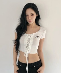 ◇MUCENT◇ブランド直輸入正規品/マーリングアイレット レースアップ コルセット ハーフ T MARING EYELET LACE-UP CORSET HALF T