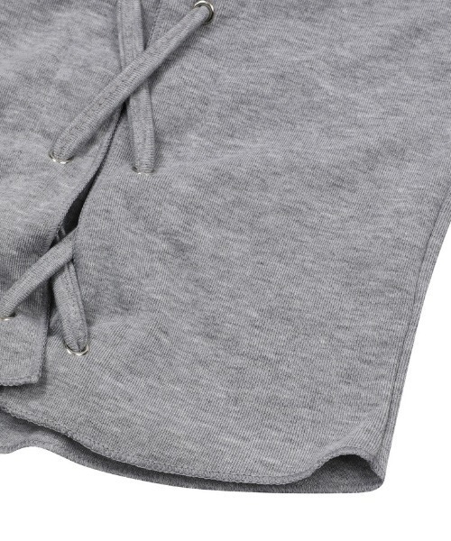 MUCENT(ムセント)の「◇MUCENT◇ブランド直輸入正規品/マーリングアイレット レースアップ コルセット ハーフ T MARING EYELET LACE-UP CORSET HALF T(Tシャツ/カットソー・レディース・グレー/ホワイト・FREE)」の10枚目の写真
