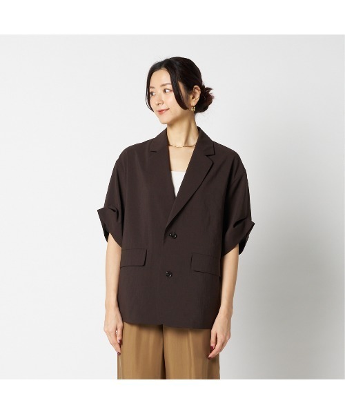 HELIOPOLE（エリオポール）の「DRY TOUCH HALF SLEEVE JACKET（その他アウター・レディース・ホワイト/ダークブラウン・38/36）」の6枚目の写真