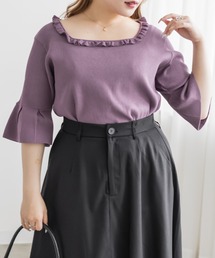 CLETTEオリジナルメローフリルネックニットプルオーバー