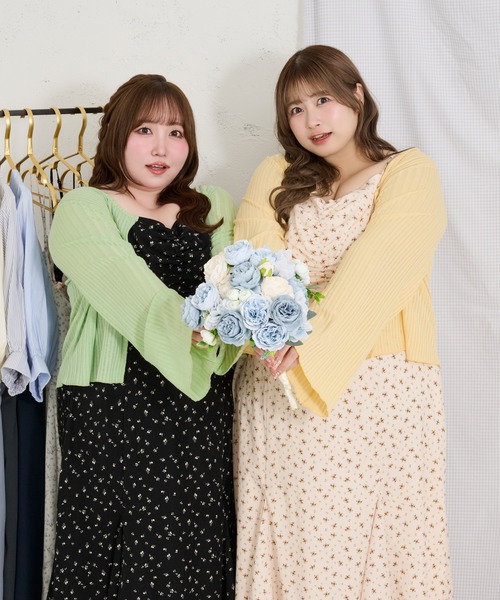 Louiosy（ルオシー）の「【Louiosy】【大きいサイズ】シアーリブニットカーディガン+レースキャミセット（カーディガン/ボレロ・レディース・イエロー/ミント/アイボリー・3L/4L/X-LARGE）」の13枚目の写真