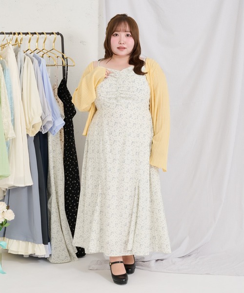 Louiosy（ルオシー）の「【Louiosy】【大きいサイズ】シアーリブニットカーディガン+レースキャミセット（カーディガン/ボレロ・レディース・イエロー/ミント/アイボリー・3L/4L/X-LARGE）」の19枚目の写真