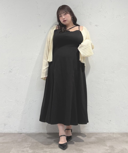 Louiosy（ルオシー）の「【Louiosy】【大きいサイズ】シアーリブニットカーディガン+レースキャミセット（カーディガン/ボレロ・レディース・イエロー/ミント/アイボリー・3L/4L/X-LARGE）」の11枚目の写真