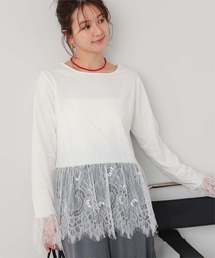 ヘムレースデザインロングスリーブTシャツ