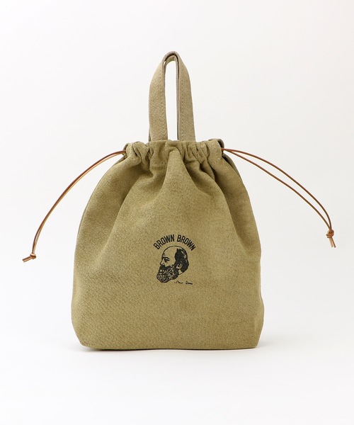 BrownBrown(ブラウンブラウン)の「【BrownBrown】ブラウンブラウン/ P,S Mr,Brown巾着バック(Mサイズ)(ショルダーバッグ・メンズ・ブラック/グレー/ベージュ・FREE)」の4枚目の写真