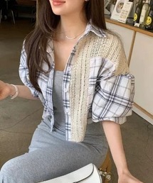ドッキングチェック柄シャツ