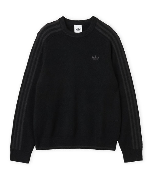 adidas(アディダス)の「adidas 3 STRIPES FLUFFY KNIT CREW / アディダス 3 ストライプス フラッフィー ニット クルー(ニット/セーター・メンズ・ブラック・S/M/L/XL/XXL)」の5枚目の写真