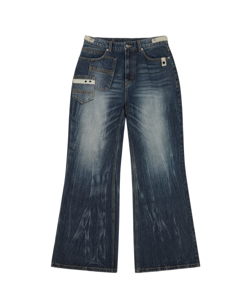 Double Pocket Taped Denim Pants (Blue)（デニムパンツ）｜AAKAM