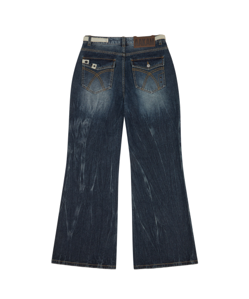 セール】Double Pocket Taped Denim Pants (Blue)（デニムパンツ