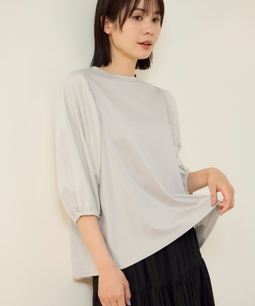 ketty(ケティ)の「【機能するミニマル服】切替プルオーバー(Tシャツ/カットソー・レディース・オフホワイト/ライトグレー・M)」の2枚目の写真