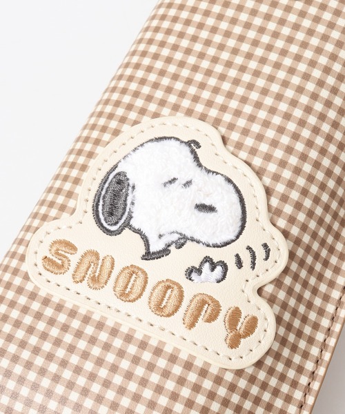 SNOOPY（スヌーピー）の「SNOOPY スヌーピー メガネポーチ 合皮 チェック（メガネ・レディース・ベージュ・FREE）」の5枚目の写真