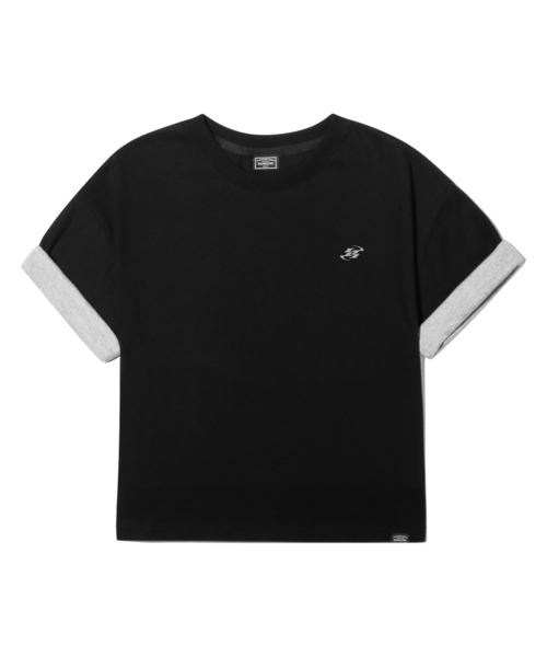 PEID(ペイド)の「PDシグネチャーロゴロールアップクロップ半袖Tシャツブラック(Tシャツ/カットソー・メンズ・ブラック・1/2/3)」の1枚目の写真