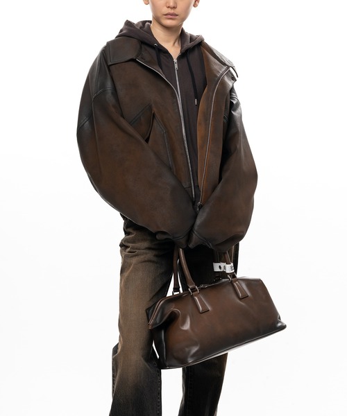Maison MIHARA YASUHIRO（メゾンミハラヤスヒロ）の「"VINTAGE" Boston Bag Large（ショルダーバッグ・レディース・ブラウン/ブラック・FREE）」の21枚目の写真