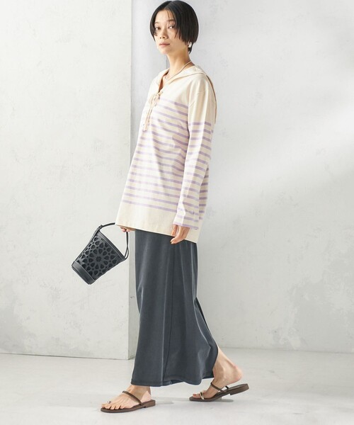 SHIPS(シップス)の「【SHIPS別注】Le minor: ボーダー セーラーカラー プルオーバー(Tシャツ/カットソー・レディース・ネイビー/ラベンダー・ONE SIZE)」の13枚目の写真