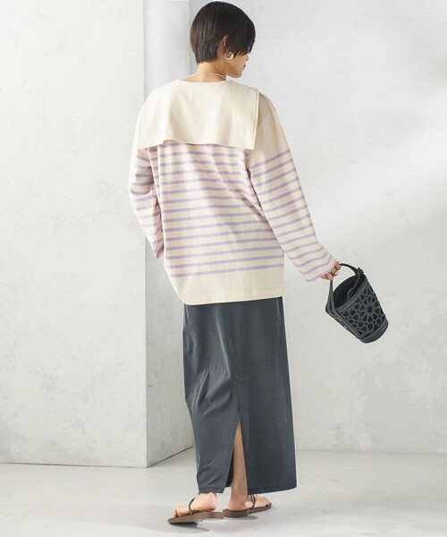 SHIPS(シップス)の「【SHIPS別注】Le minor: ボーダー セーラーカラー プルオーバー(Tシャツ/カットソー・レディース・ネイビー/ラベンダー・ONE SIZE)」の14枚目の写真