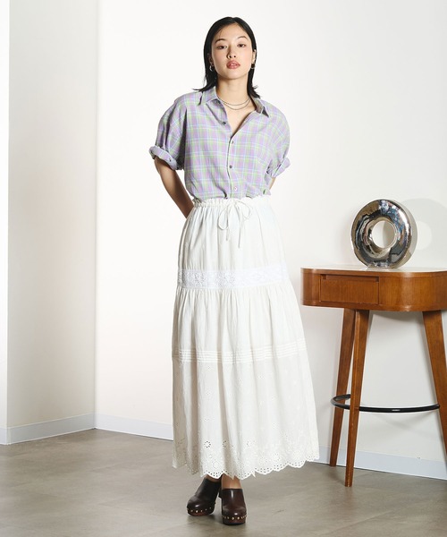ROSE BUD(ローズバッド)の「OKIRAKU×ROSEBUD/BACKPRINT CHECK SHIRT(シャツ/ブラウス・レディース・ライトパープル/イエロー・ONE SIZE)」の6枚目の写真