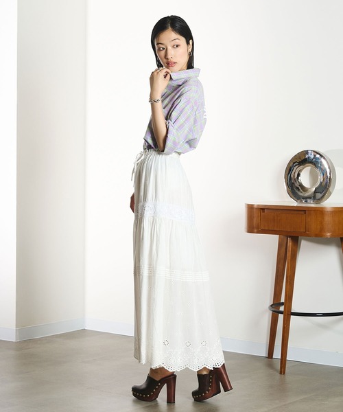 ROSE BUD(ローズバッド)の「OKIRAKU×ROSEBUD/BACKPRINT CHECK SHIRT(シャツ/ブラウス・レディース・ライトパープル/イエロー・ONE SIZE)」の7枚目の写真