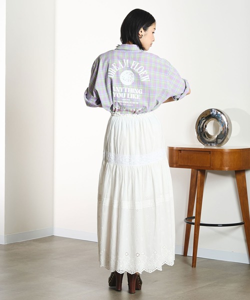 ROSE BUD(ローズバッド)の「OKIRAKU×ROSEBUD/BACKPRINT CHECK SHIRT(シャツ/ブラウス・レディース・ライトパープル/イエロー・ONE SIZE)」の8枚目の写真