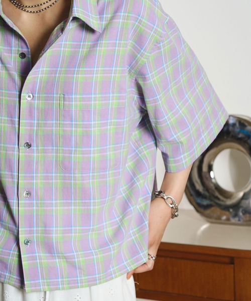 ROSE BUD(ローズバッド)の「OKIRAKU×ROSEBUD/BACKPRINT CHECK SHIRT(シャツ/ブラウス・レディース・ライトパープル/イエロー・ONE SIZE)」の11枚目の写真
