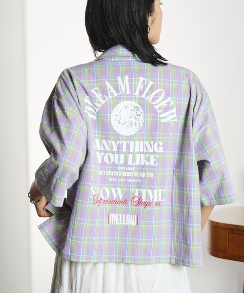 ROSE BUD(ローズバッド)の「OKIRAKU×ROSEBUD/BACKPRINT CHECK SHIRT(シャツ/ブラウス・レディース・ライトパープル/イエロー・ONE SIZE)」の13枚目の写真