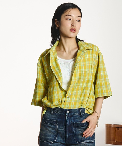 ROSE BUD(ローズバッド)の「OKIRAKU×ROSEBUD/BACKPRINT CHECK SHIRT(シャツ/ブラウス・レディース・ライトパープル/イエロー・ONE SIZE)」の14枚目の写真