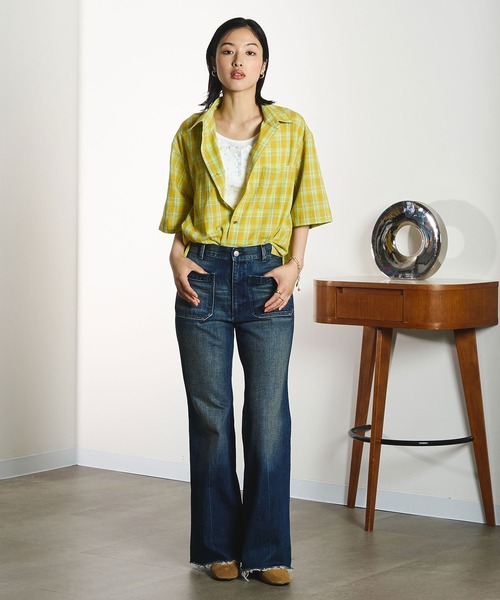 ROSE BUD(ローズバッド)の「OKIRAKU×ROSEBUD/BACKPRINT CHECK SHIRT(シャツ/ブラウス・レディース・ライトパープル/イエロー・ONE SIZE)」の16枚目の写真