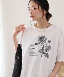 20/-天竺ダリア水彩プリントT 26SS