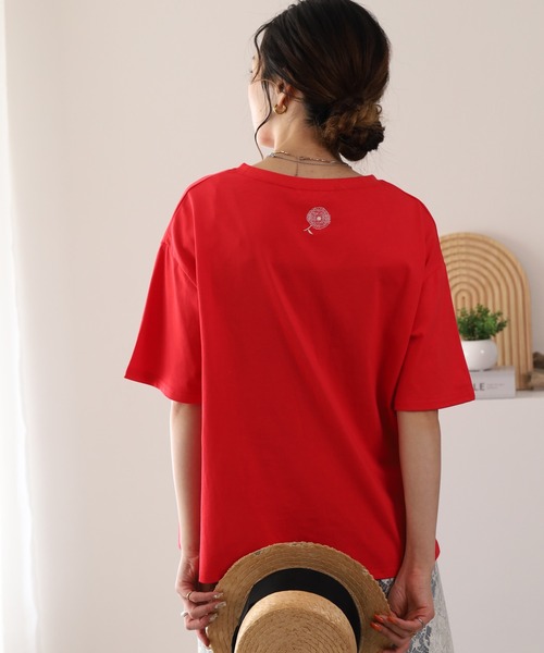 BARNDOOR(バーンドア)の「20/-天竺ダリア水彩プリントT 26SS(Tシャツ/カットソー・レディース・オフホワイト/レッド/ブラック・FREE)」の19枚目の写真