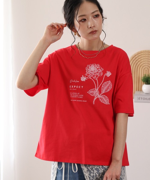 BARNDOOR(バーンドア)の「20/-天竺ダリア水彩プリントT 26SS(Tシャツ/カットソー・レディース・オフホワイト/レッド/ブラック・FREE)」の16枚目の写真