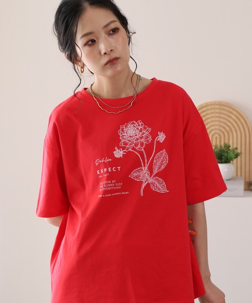 BARNDOOR(バーンドア)の「20/-天竺ダリア水彩プリントT 26SS(Tシャツ/カットソー・レディース・オフホワイト/レッド/ブラック・FREE)」の17枚目の写真