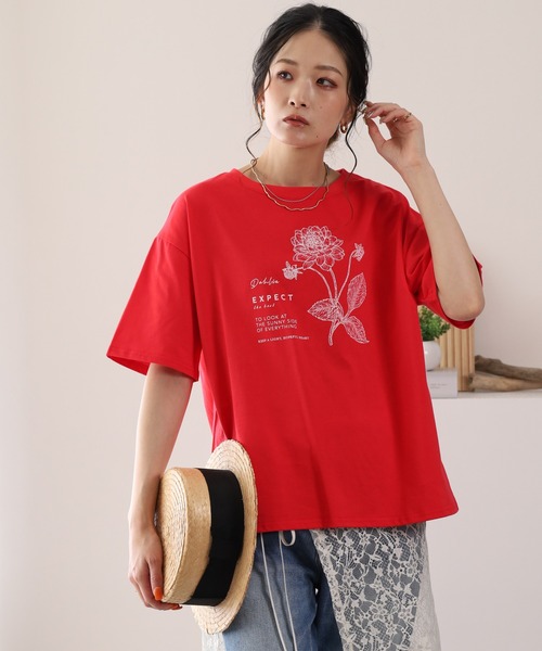 BARNDOOR(バーンドア)の「20/-天竺ダリア水彩プリントT 26SS(Tシャツ/カットソー・レディース・オフホワイト/レッド/ブラック・FREE)」の18枚目の写真