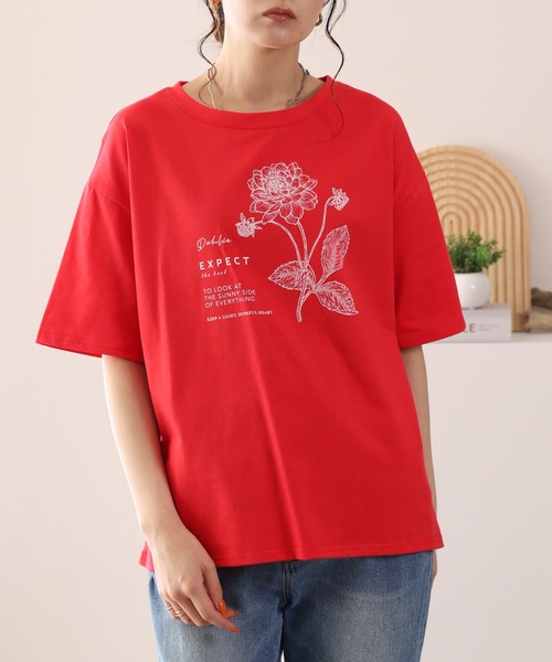 BARNDOOR(バーンドア)の「20/-天竺ダリア水彩プリントT 26SS(Tシャツ/カットソー・レディース・オフホワイト/レッド/ブラック・FREE)」の22枚目の写真