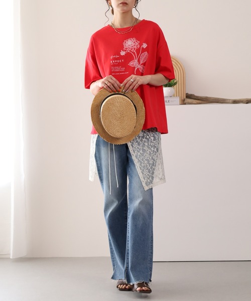 BARNDOOR(バーンドア)の「20/-天竺ダリア水彩プリントT 26SS(Tシャツ/カットソー・レディース・オフホワイト/レッド/ブラック・FREE)」の20枚目の写真